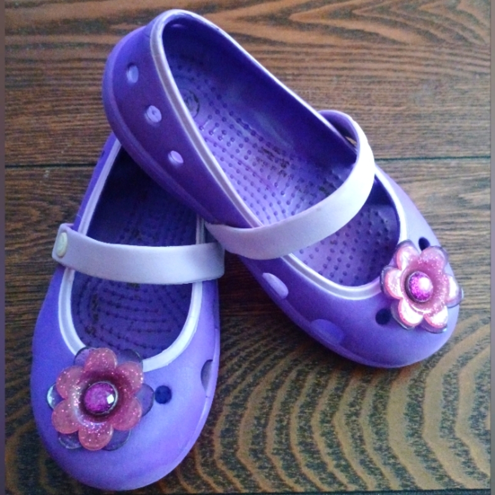 Purple Crocs with Flower Design